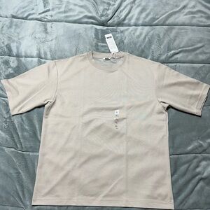 NWT Uniqlo AIRism Cotton Oversized T-Shirt TAN SIZE XL Oversized Crewneck